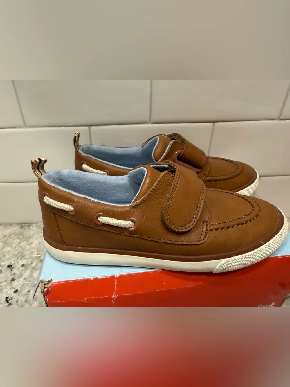 Cat & Jack Tan Brown Kids Hook-and-Loop Casual Sneakers Size 12